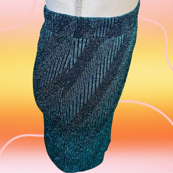 NWT ROTATE Birger Christensen ‘Kristinia’ Striped Skirt in “Crystal Teal” Size 2 - Picture 13 of 16